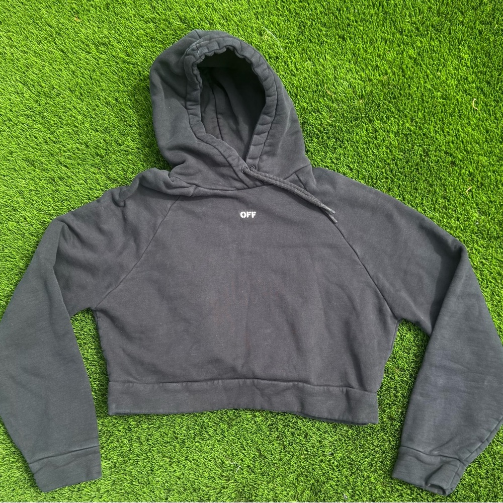 Off-White black Hooded Sweatshirt with Label Detail